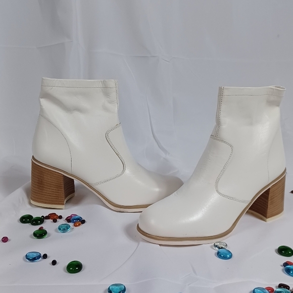 White Ankle Boots for Women - Picture 3 of 9